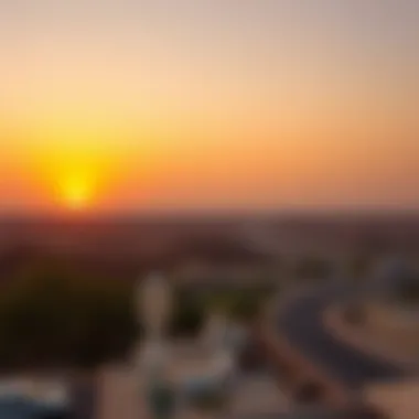 A stunning sunset over the Al Awir landscape, showcasing its natural beauty