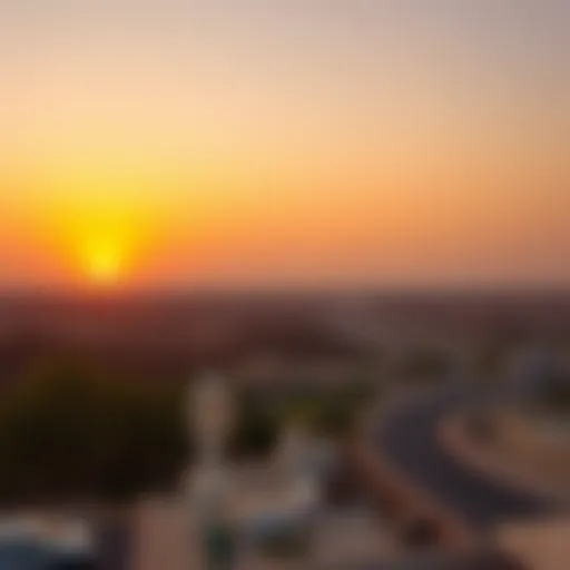 A stunning sunset over the Al Awir landscape, showcasing its natural beauty