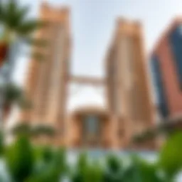 Exterior view of the Al Gurg Twin Towers showcasing their unique architectural design