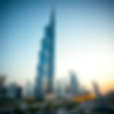 Stunning view of Al Safa Tower against the Dubai skyline