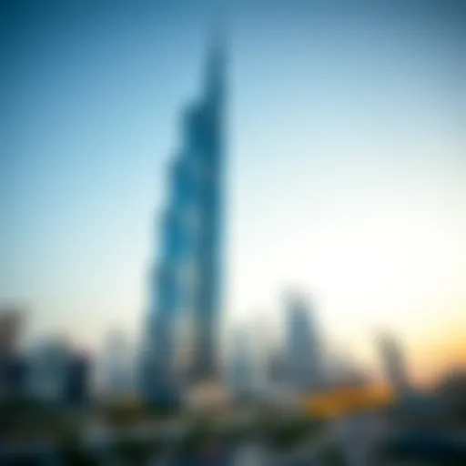 Stunning view of Al Safa Tower against the Dubai skyline