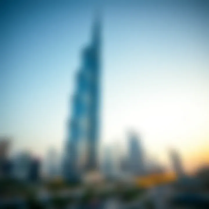 Stunning view of Al Safa Tower against the Dubai skyline