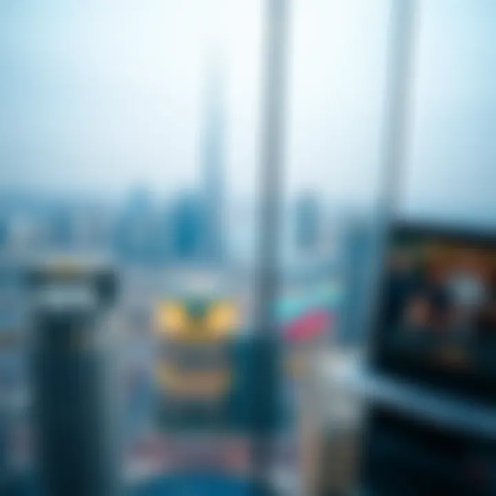 Panoramic view of Dubai's skyline from Al Sima Tower, emphasizing its strategic location
