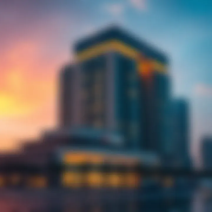 Stunning architectural view of Al Thuraya Building at dusk