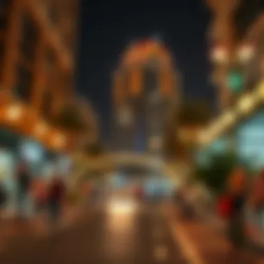 Nightlife around Al Thuraya Building, highlighting cultural vibrancy