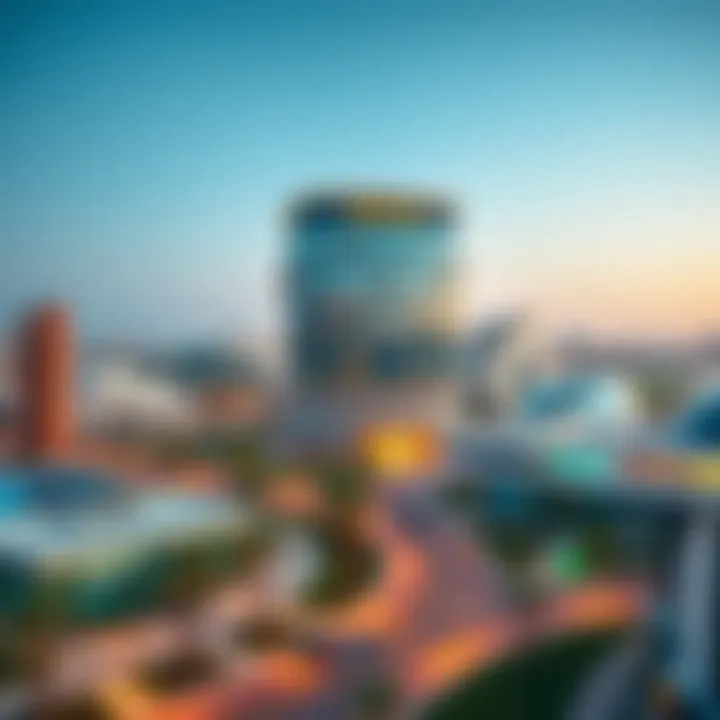 Panoramic view of Silicon Oasis with Al Thuraya Building as a focal point