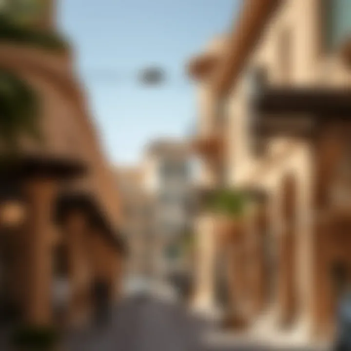 Architectural close-up of the unique structures surrounding Al Wasl Square