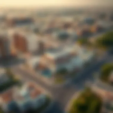 Aerial view of Al Barsha neighborhood with Bahwan Villas centrally located