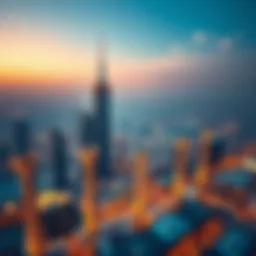 Aerial view showcasing the Champion Tower amidst Dubai's skyline