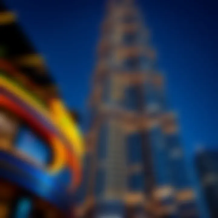 Close-up of the architectural details of Champion Tower