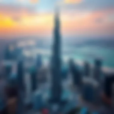 Panoramic shot of Champion Tower with surrounding urban landscape