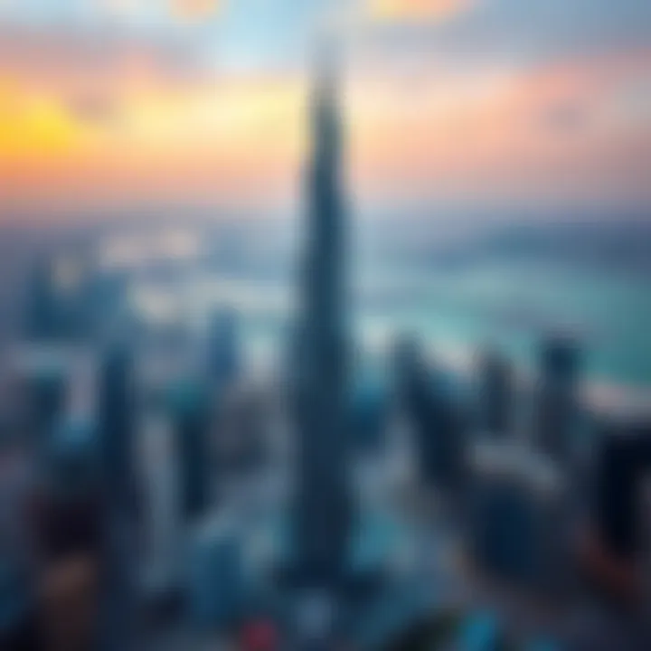 Panoramic shot of Champion Tower with surrounding urban landscape