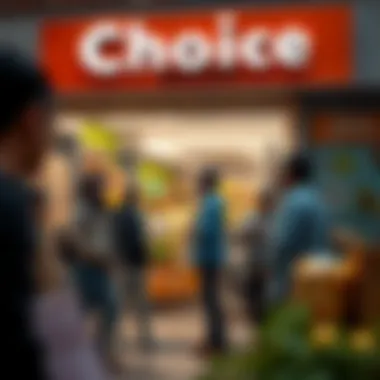 Local community members engaged in conversations outside Choice Grocery