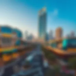 A panoramic view showcasing the architectural diversity of Dubai International City