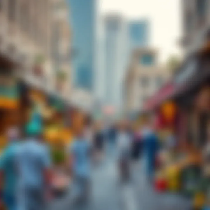 A vibrant market scene highlighting the cultural clusters of Dubai International City