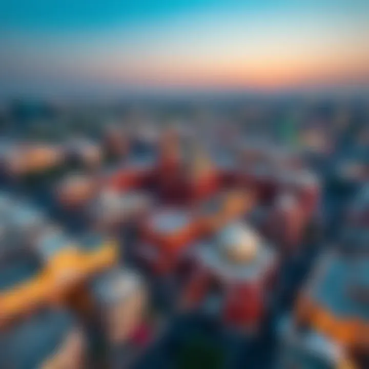 An aerial view highlighting the cultural landmarks of Al Jafliya