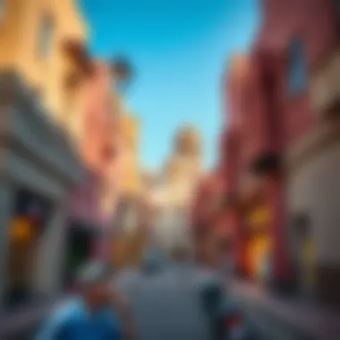 A vibrant street view showcasing Al Jafliya's unique architecture