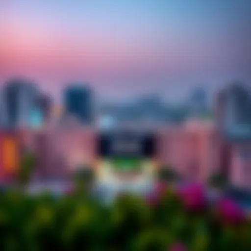 A panoramic view of Al Khail Gate showcasing the community office amidst the urban setting