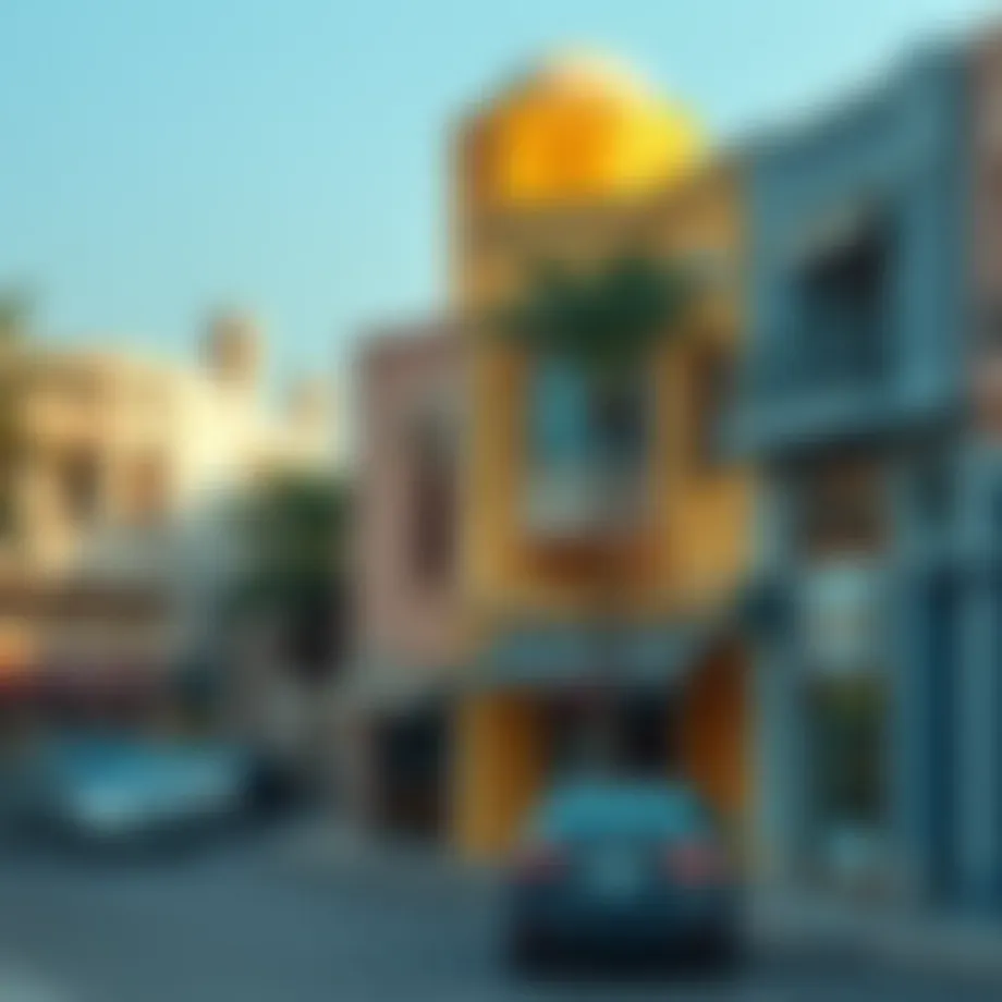 A vibrant street view showcasing the architectural diversity of Al Wasl Qusais