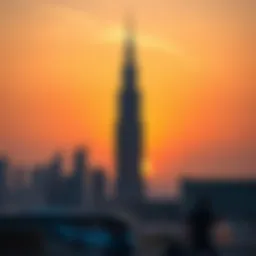 Majestic view of Al Wasl Tower against the sunset