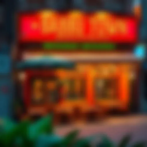 Exterior view of Babu Town Restaurant showcasing its vibrant decor