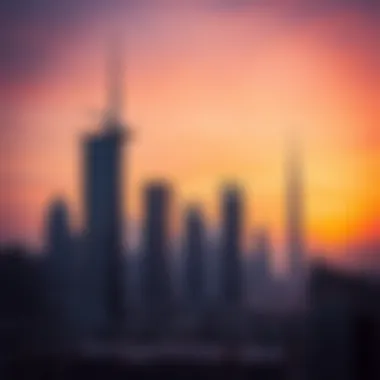 The vibrant skyline of Dubai featuring Binghatti Horizon during sunset