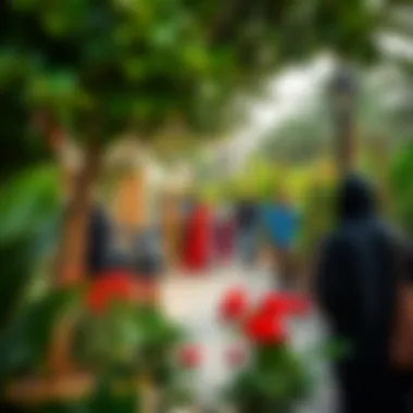 Vibrant community life in Discovery Gardens with lush greenery