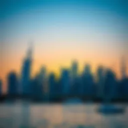 Stunning skyline view of Dubai Marina at sunset