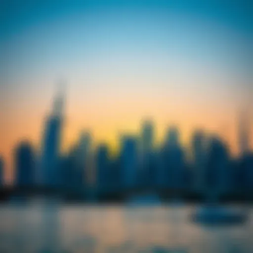 Stunning skyline view of Dubai Marina at sunset