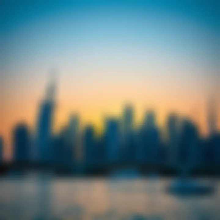 Stunning skyline view of Dubai Marina at sunset