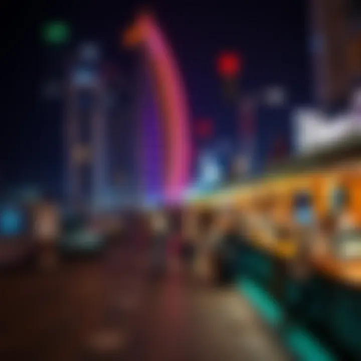 Vibrant nightlife scene along the Dubai Marina promenade