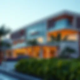 A modern school building in Dubai Land showcasing advanced architecture