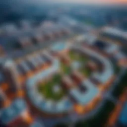 A stunning aerial view of Furjan showcasing its modern architecture and green spaces