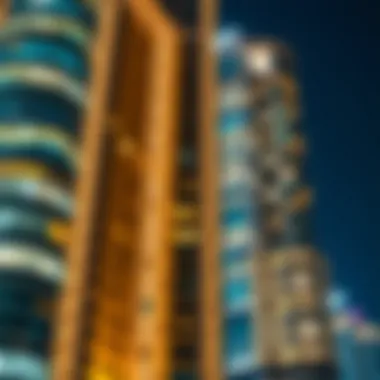 Architectural Lighting Details of Jumeirah Lake Towers Close-up of architectural lighting showcasing intricate designs