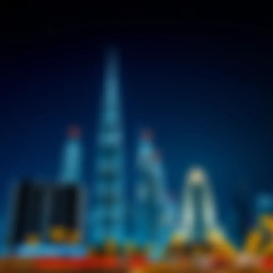 Stunning night view of Jumeirah Lake Towers illuminated against a starry sky