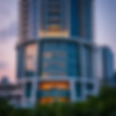 Architectural details of Jumeirah Marina Gate's facade