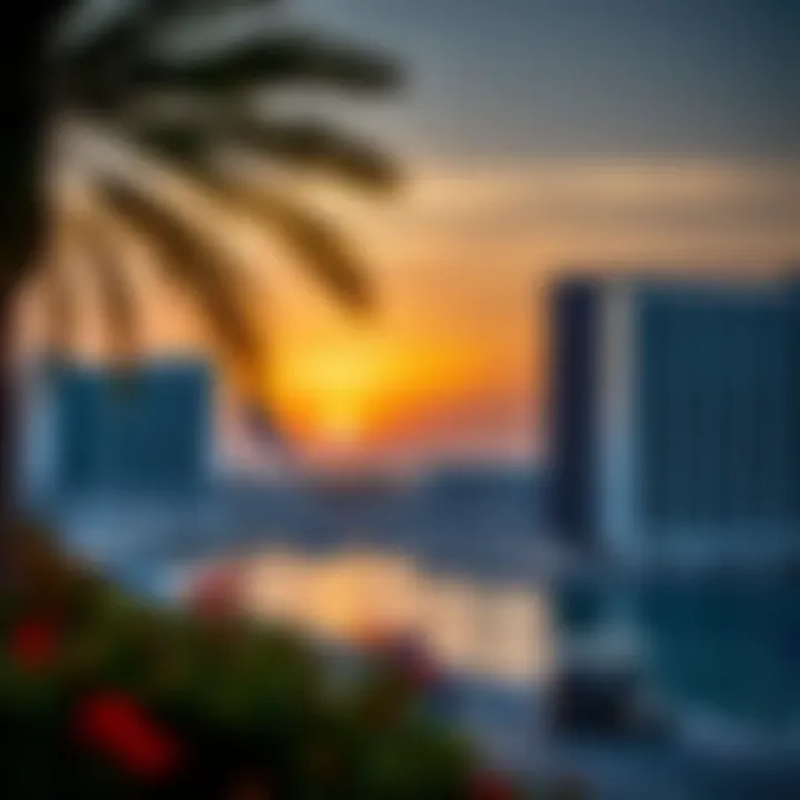 Stunning view of Jumeirah Marina Gate at sunset