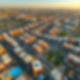 Panoramic view of Jumeirah Village Triangle showcasing residential and commercial areas