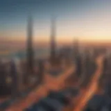 A stunning view of the Dubai skyline showcasing iconic skyscrapers and modern architecture