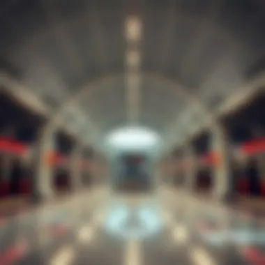 Interior shot of Rashidiya Metro Station highlighting its modern design and spacious layout.