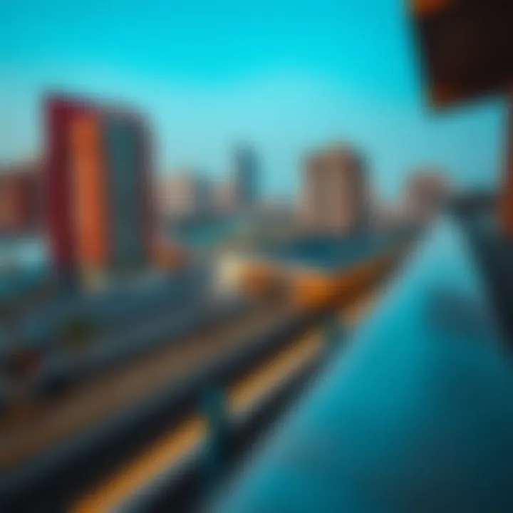 Panoramic view of Rashidiya Metro Station in context with its urban surroundings.