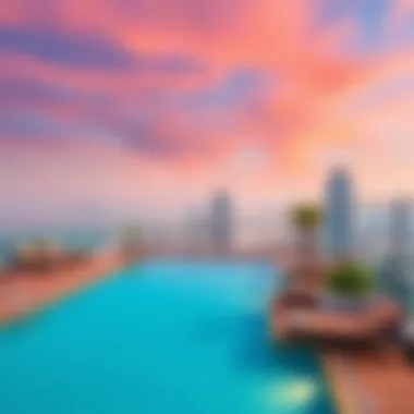 Roda Amwaj Suites rooftop pool with stunning views