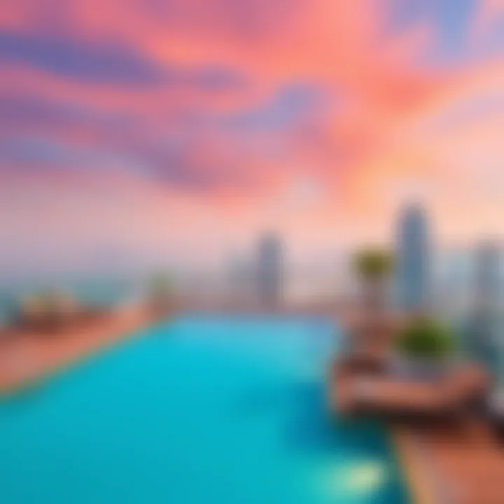 Roda Amwaj Suites rooftop pool with stunning views