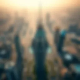 Aerial view of Saeed Tower showcasing its unique structure
