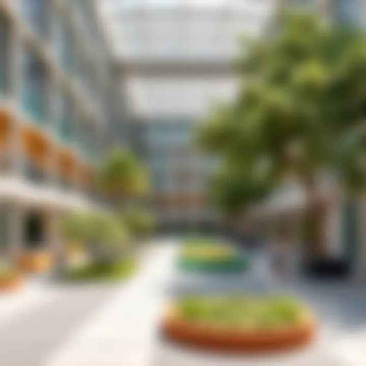 A school facility in International City Dubai featuring modern amenities and green spaces.