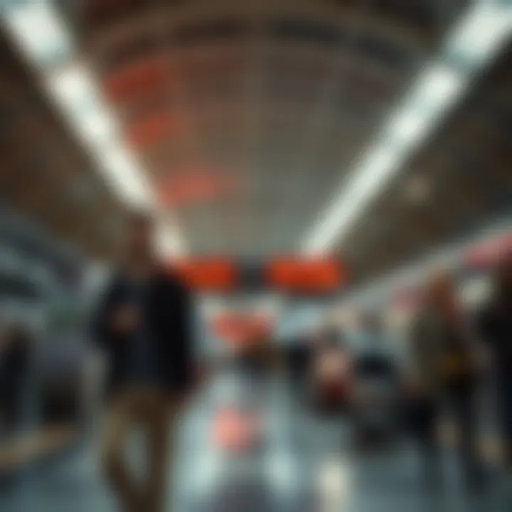Interior view of the Sports City Metro Station with commuters