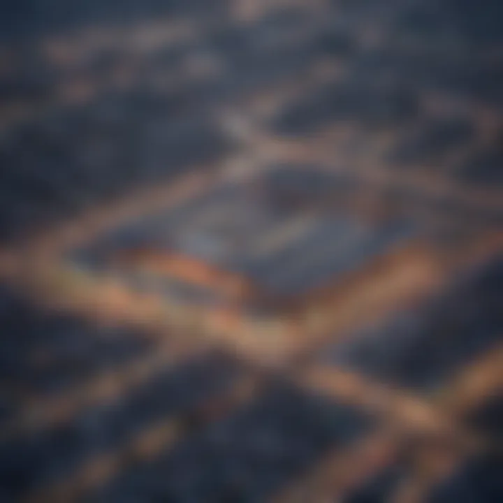 An aerial view of Dubai featuring modern supermarkets integrated into the urban landscape.