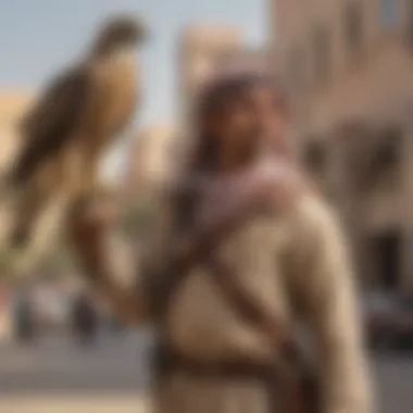 Falconry enthusiasts engaging in traditional hunting practices