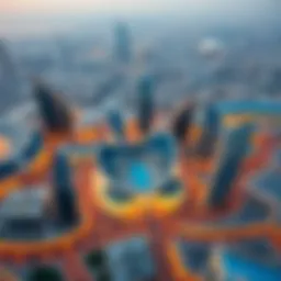 Aerial view showcasing the architectural marvels of Dubai Investment City