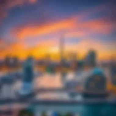 Stunning skyline view of Dubai Marina at sunset